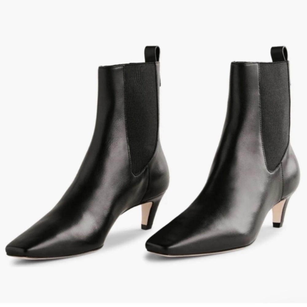 REFORMATION Roberta Snip-Toe Kitten-Heel Boots Leather Black